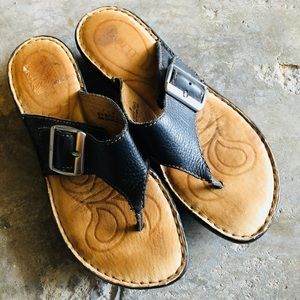 Born Black Leather Thong Sandal